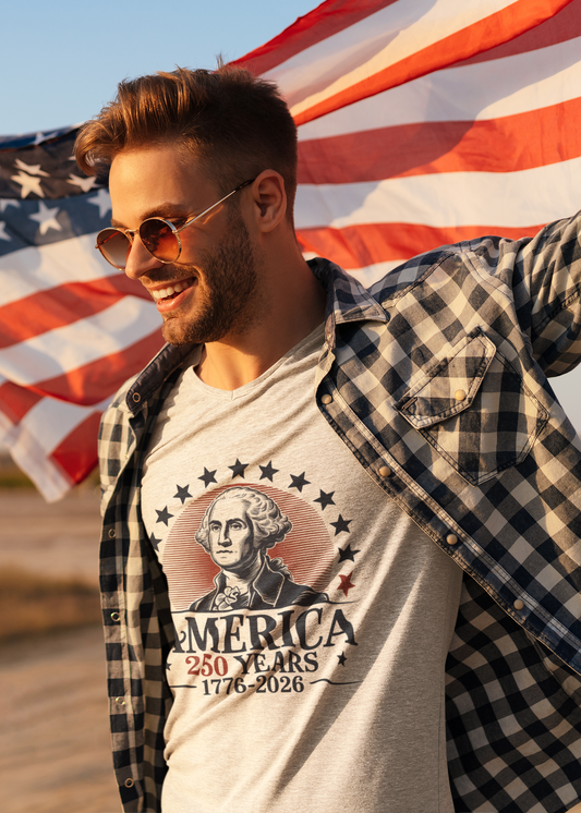 America 250 Years 1776–2026 T-Shirt — Patriotic George Washington Anniversary Tee